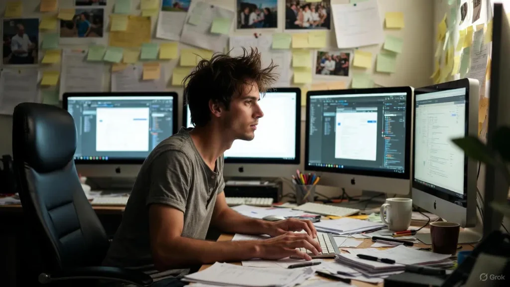 Diseñador web desbordado de trabajo